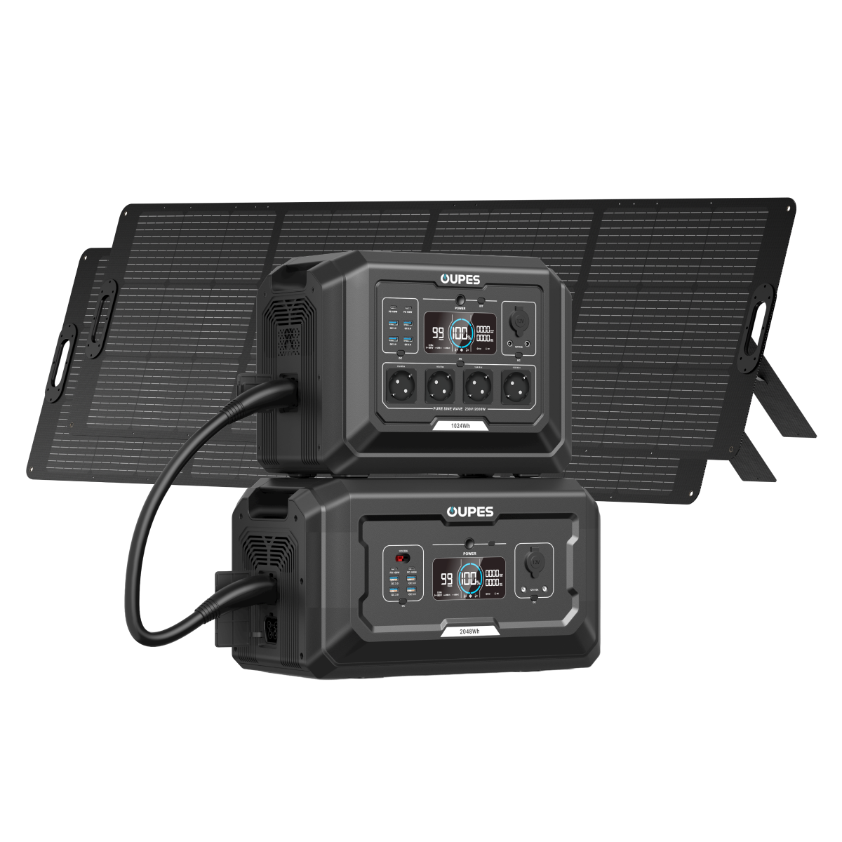 Mega 1 + B2 Extra Battery + 2*240W Solar Panel | Solar Generator Kit